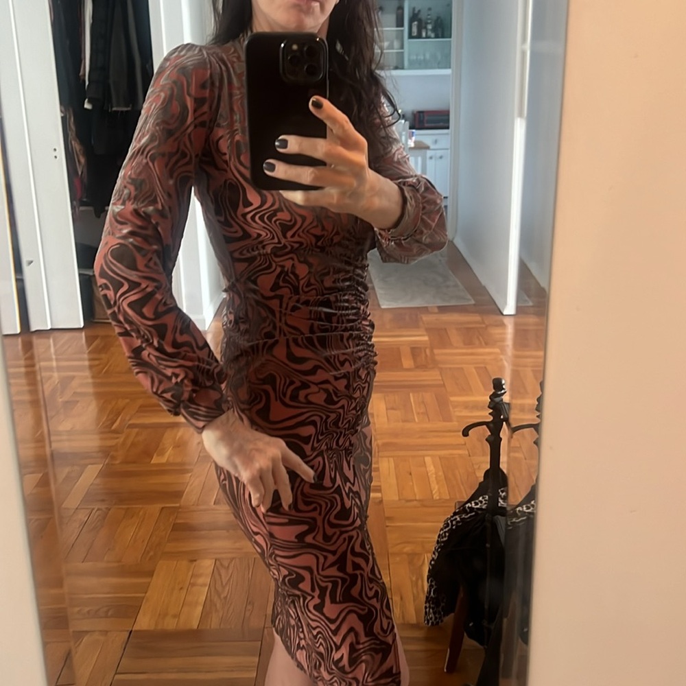 Gorgeous Velvet Gey and Rust Sexxy Dress